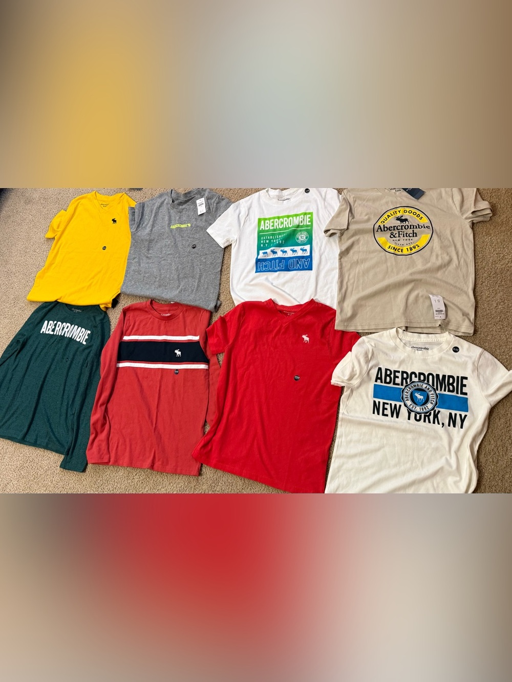 Bundle Abercrombie & Fitch Kids Bright Red V-Neck Tee with Logo
